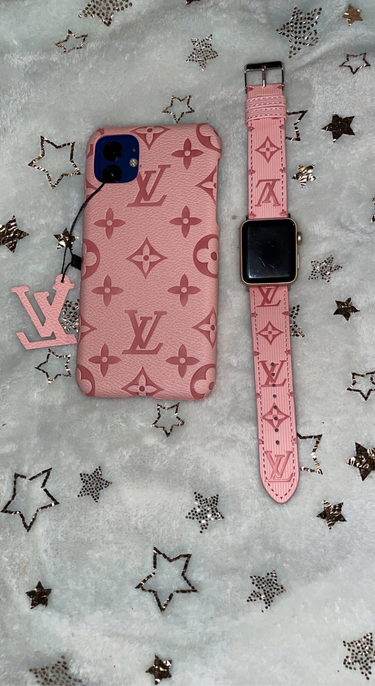 Pink LV IPhone Case & Watch Band
